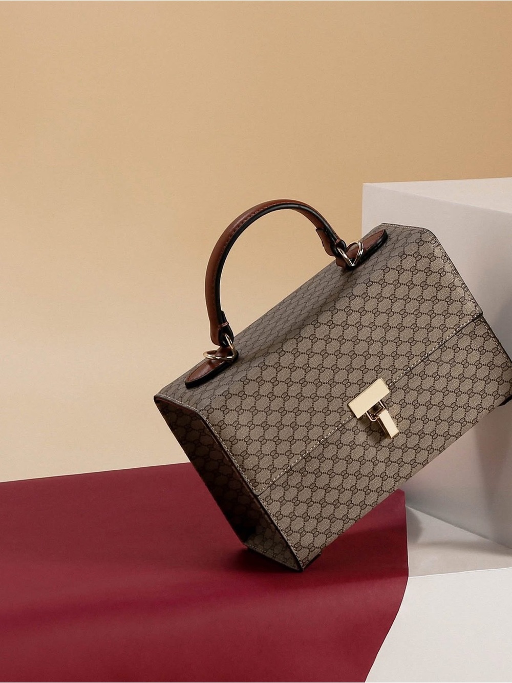Brown Monogram Top-Handle Bag